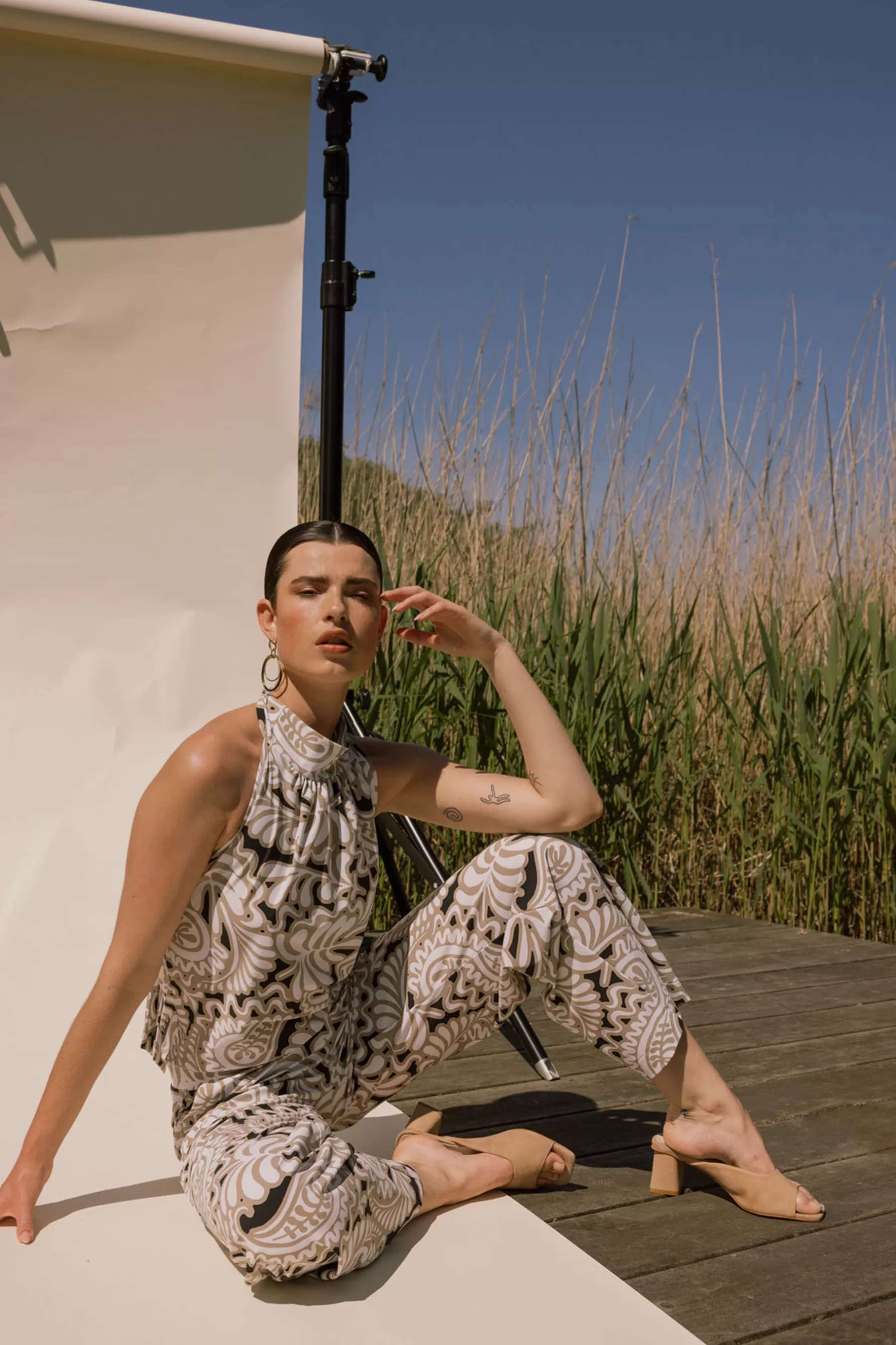 Studio Anneloes Jumpsuits<Monica paisley jumpsuit - offwhite/clay