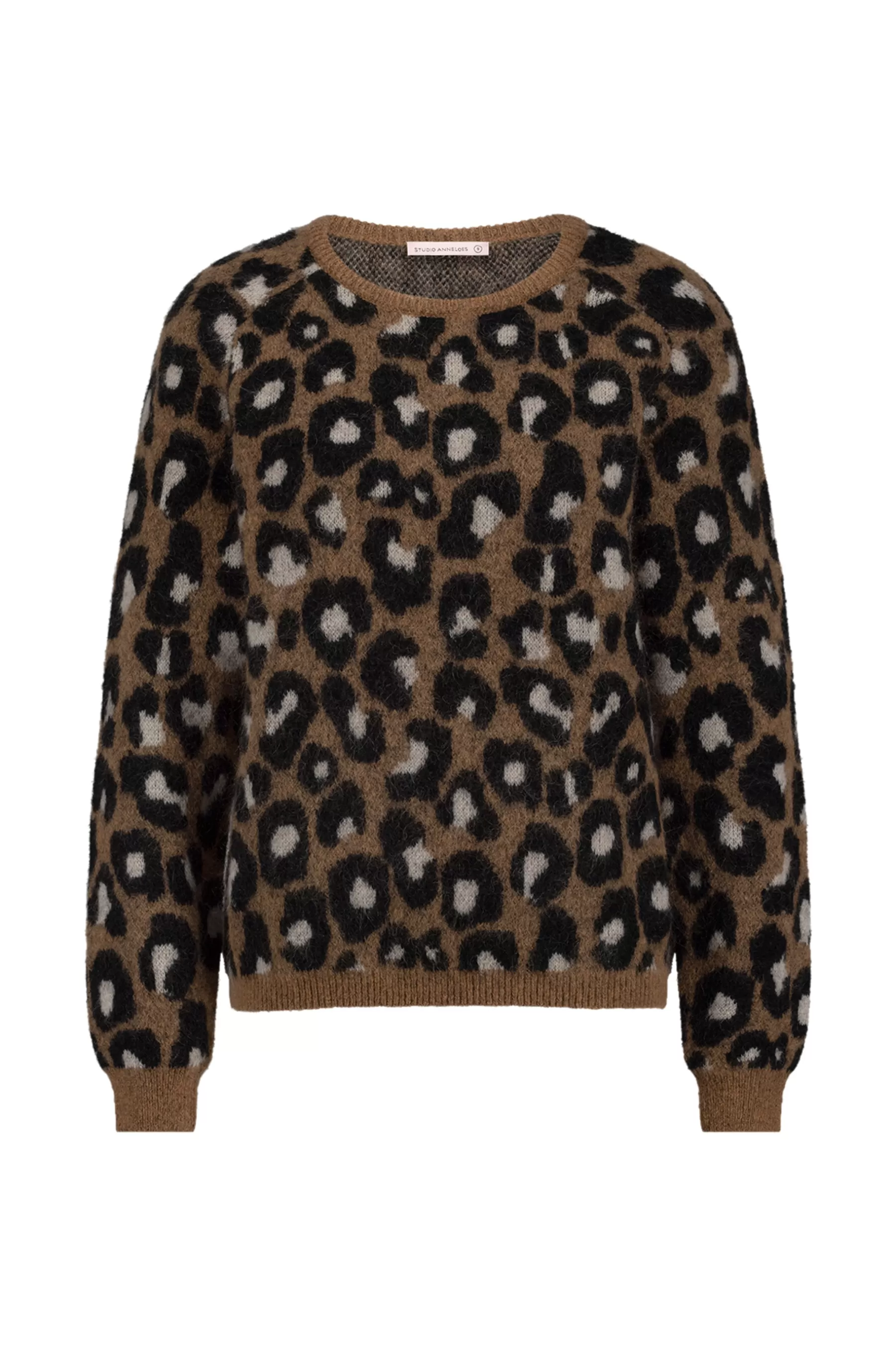 Studio Anneloes Truien & Vesten | Shirts & Tops<Nino mohair leopard pullover - chocolate/black