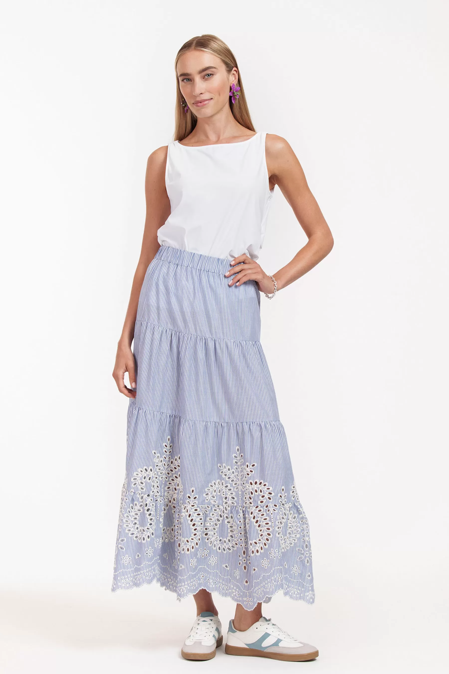 Studio Anneloes Jurken & Rokken<Nola embroidery skirt - light blue/ecru