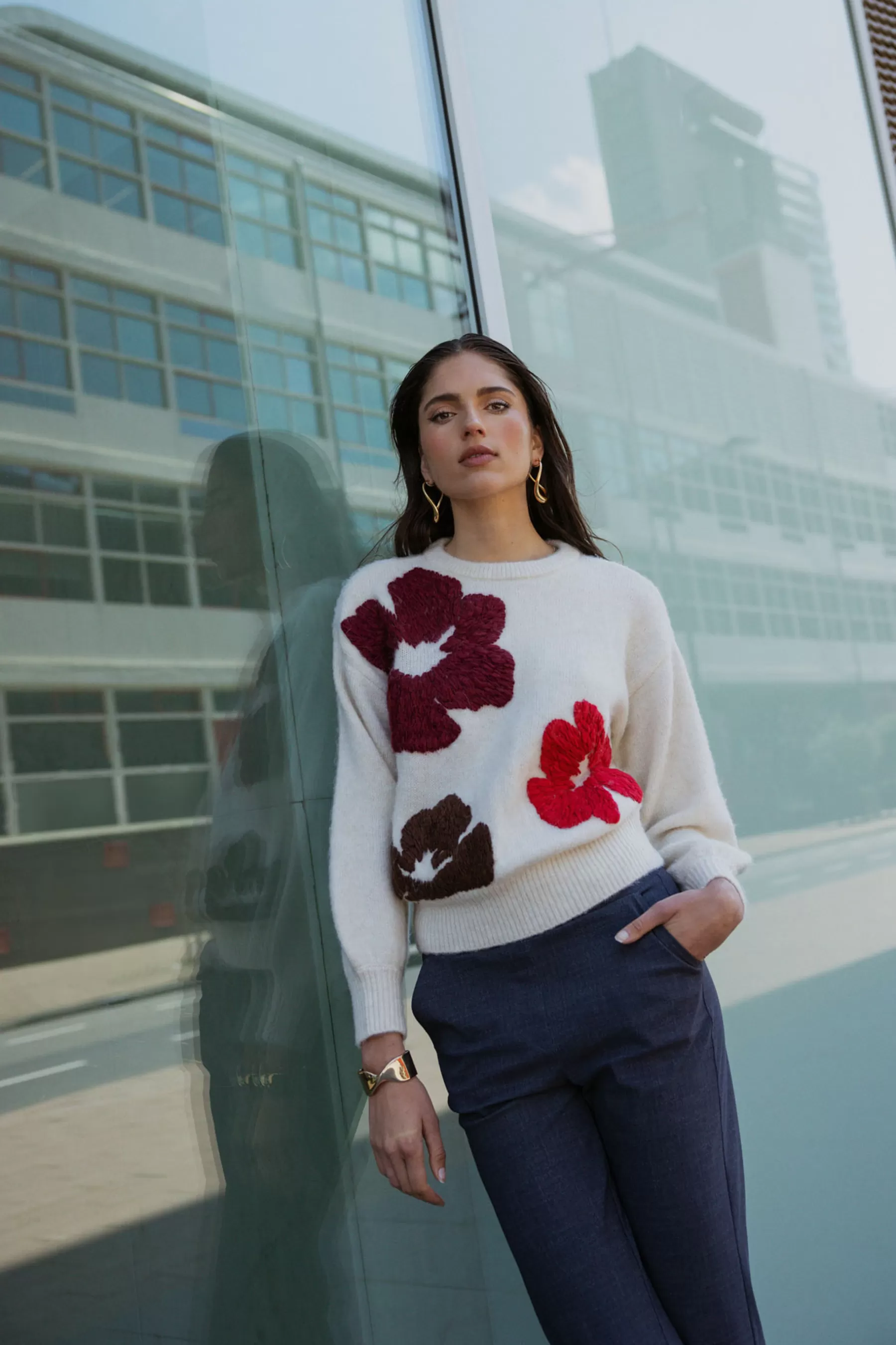 Studio Anneloes Truien & Vesten | Shirts & Tops<Nour flower pullover - kit/merlot