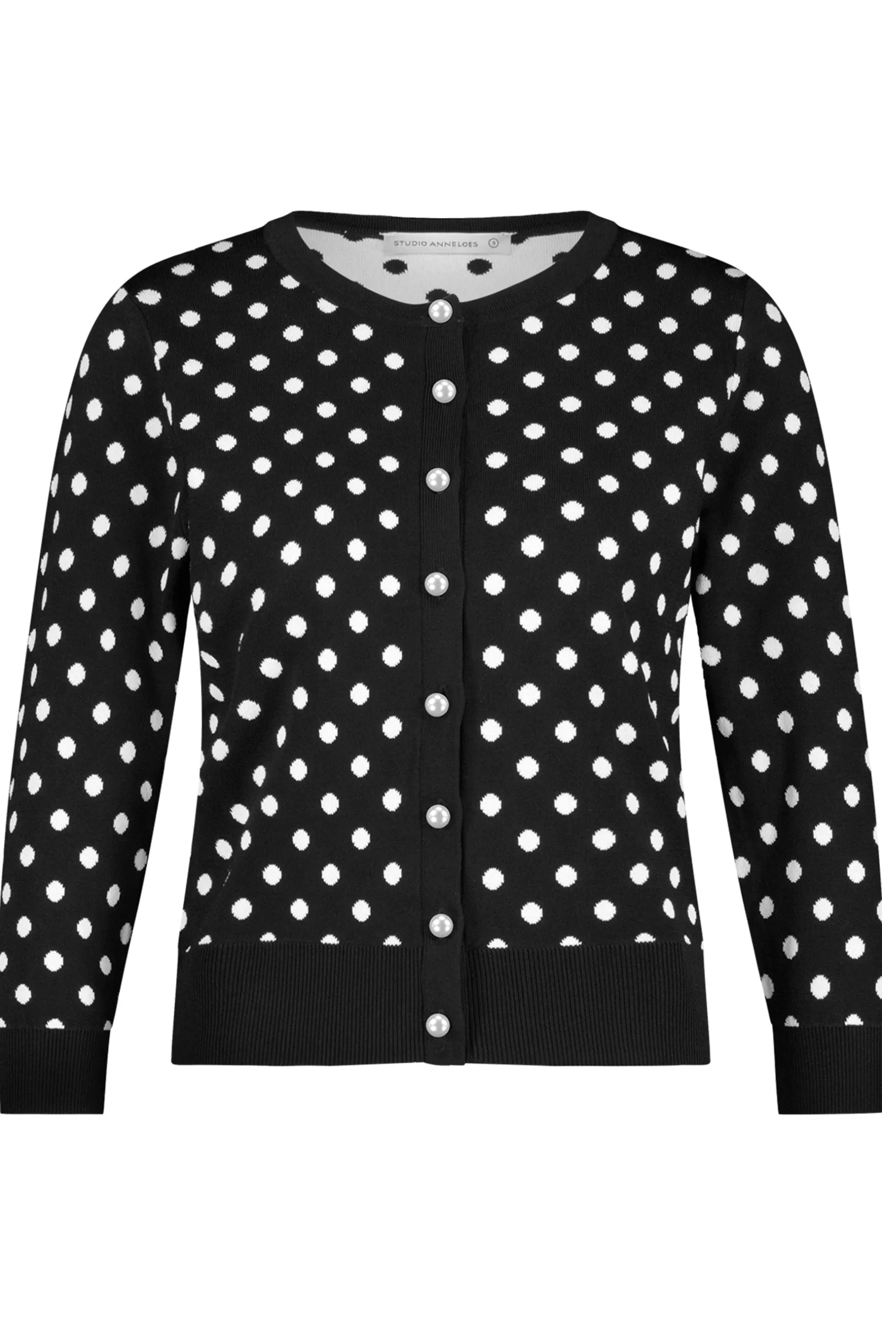 Studio Anneloes Truien & Vesten<Renate dot cardigan - black/off white