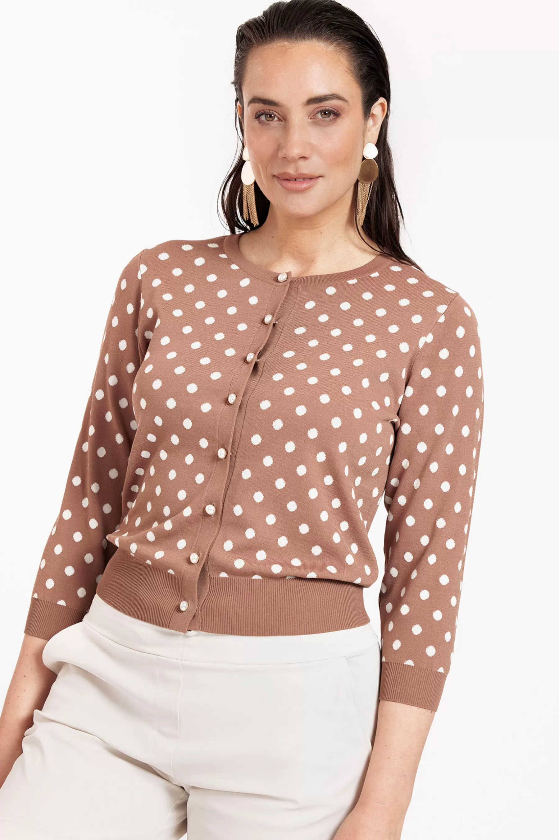 Studio Anneloes Truien & Vesten<Renate dot cardigan - chocolate/Kit