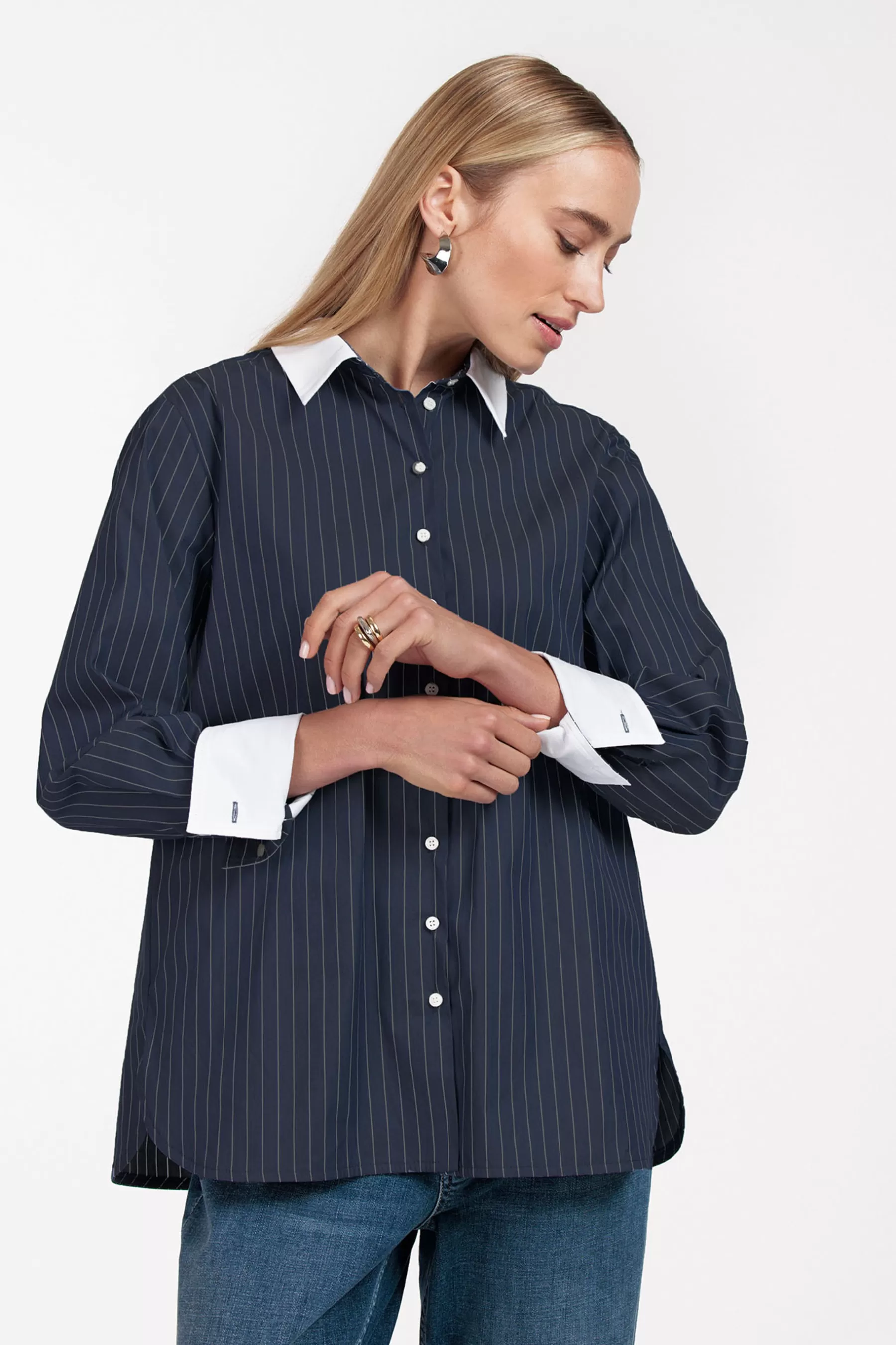 Studio Anneloes Blouses<Sammie poplin stripe blouse - dark blue/off white