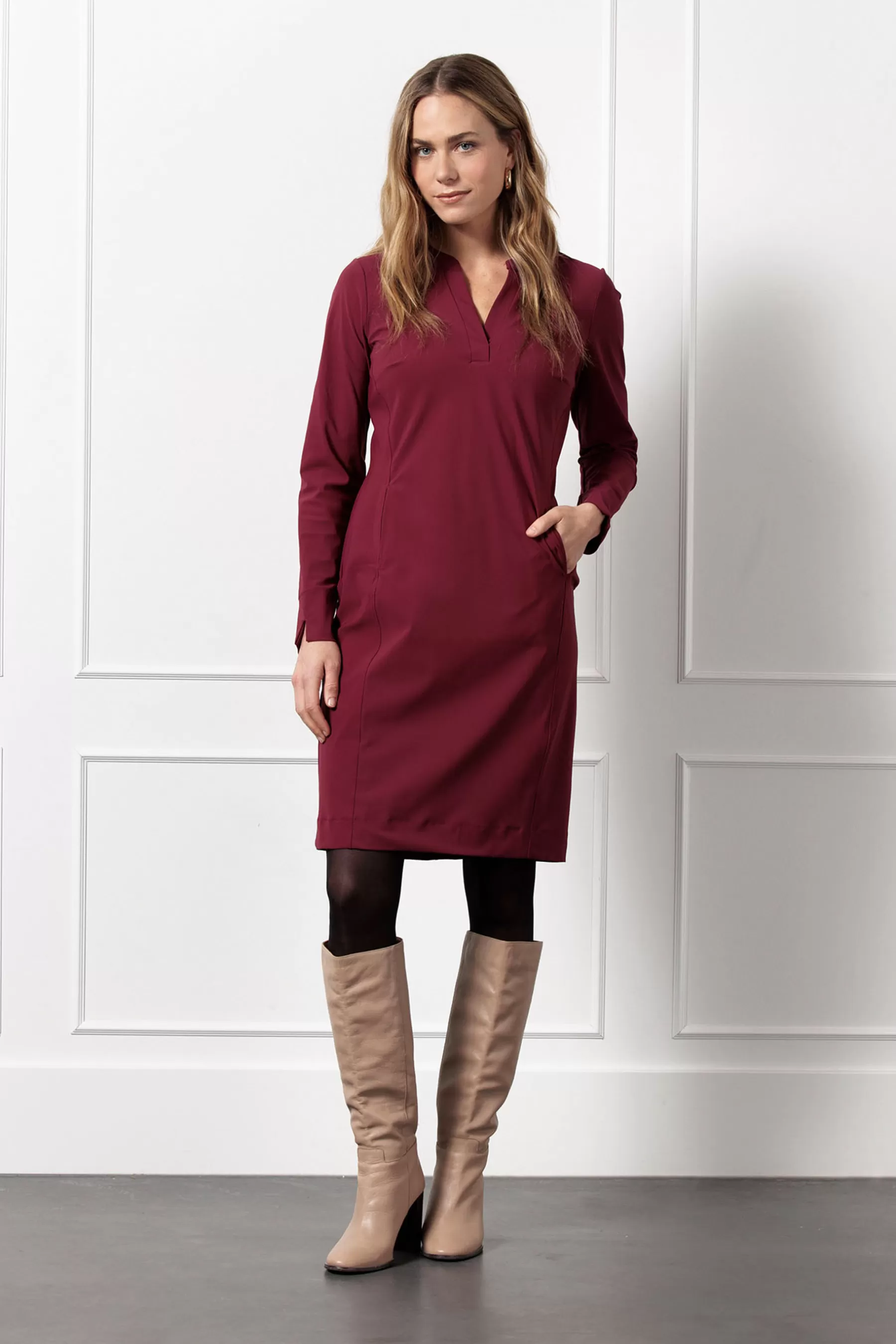 Studio Anneloes Jurken & Rokken<Simplicity long sleeve dress - merlot