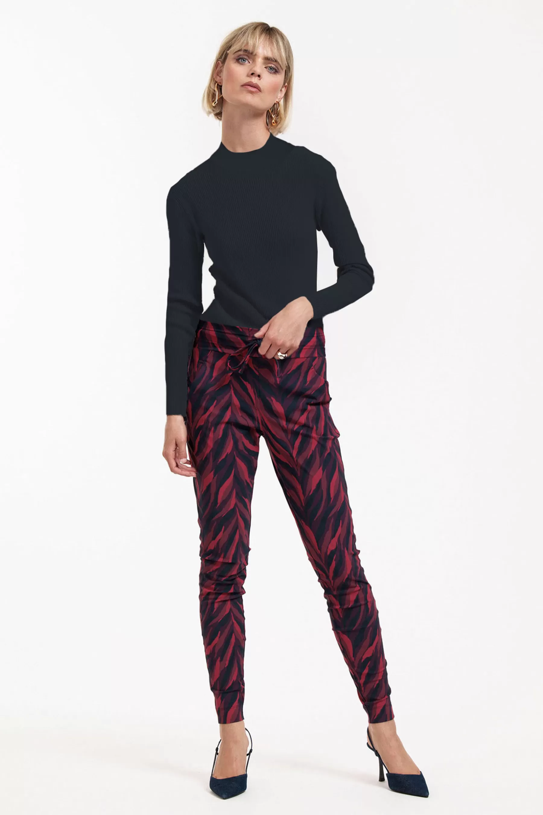 Studio Anneloes Broeken<Stairdown leaves trousers - darkblue/merlot