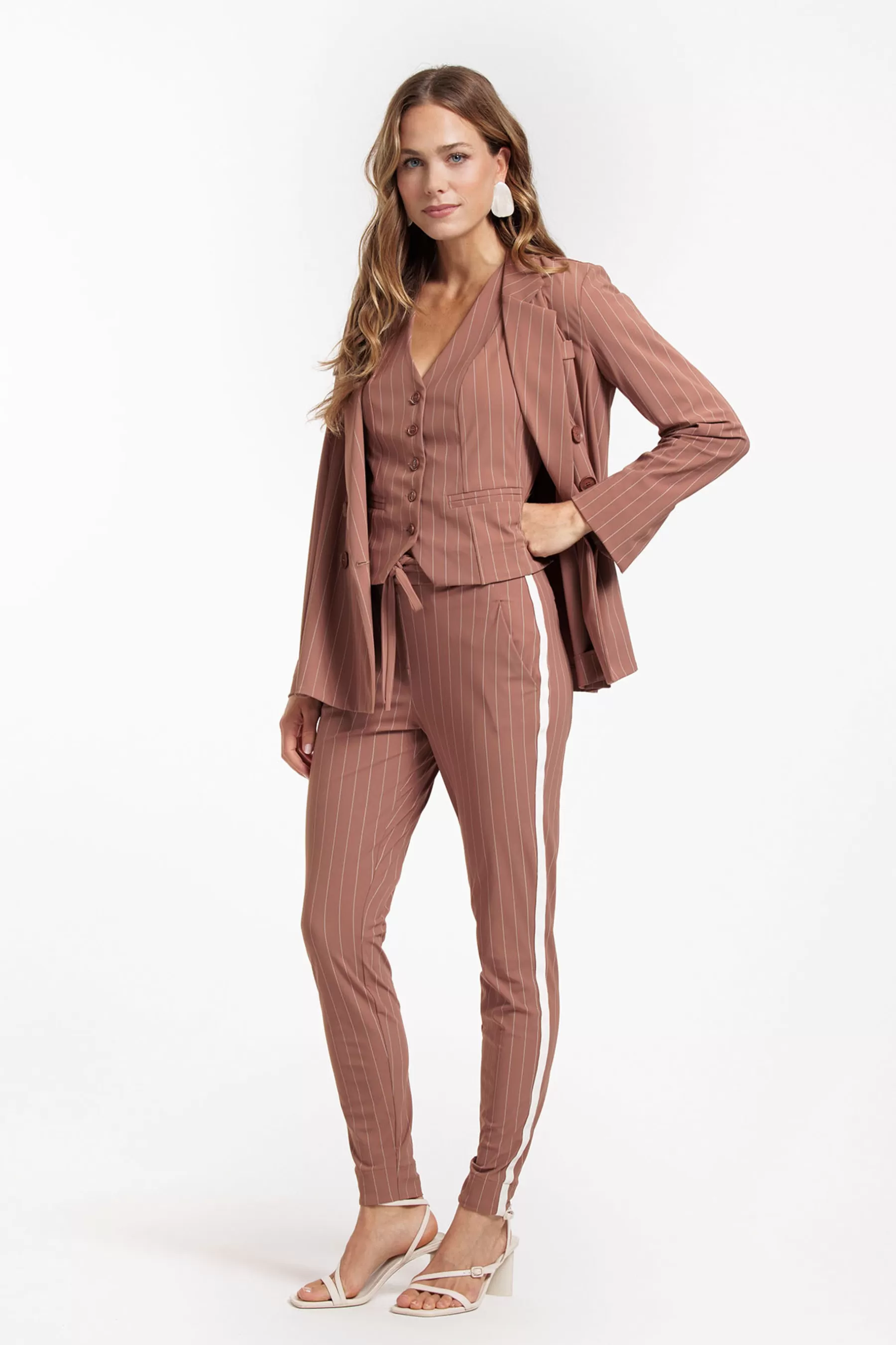 Studio Anneloes Broeken<Stairdown pinstripe trousers - chocolate/kit