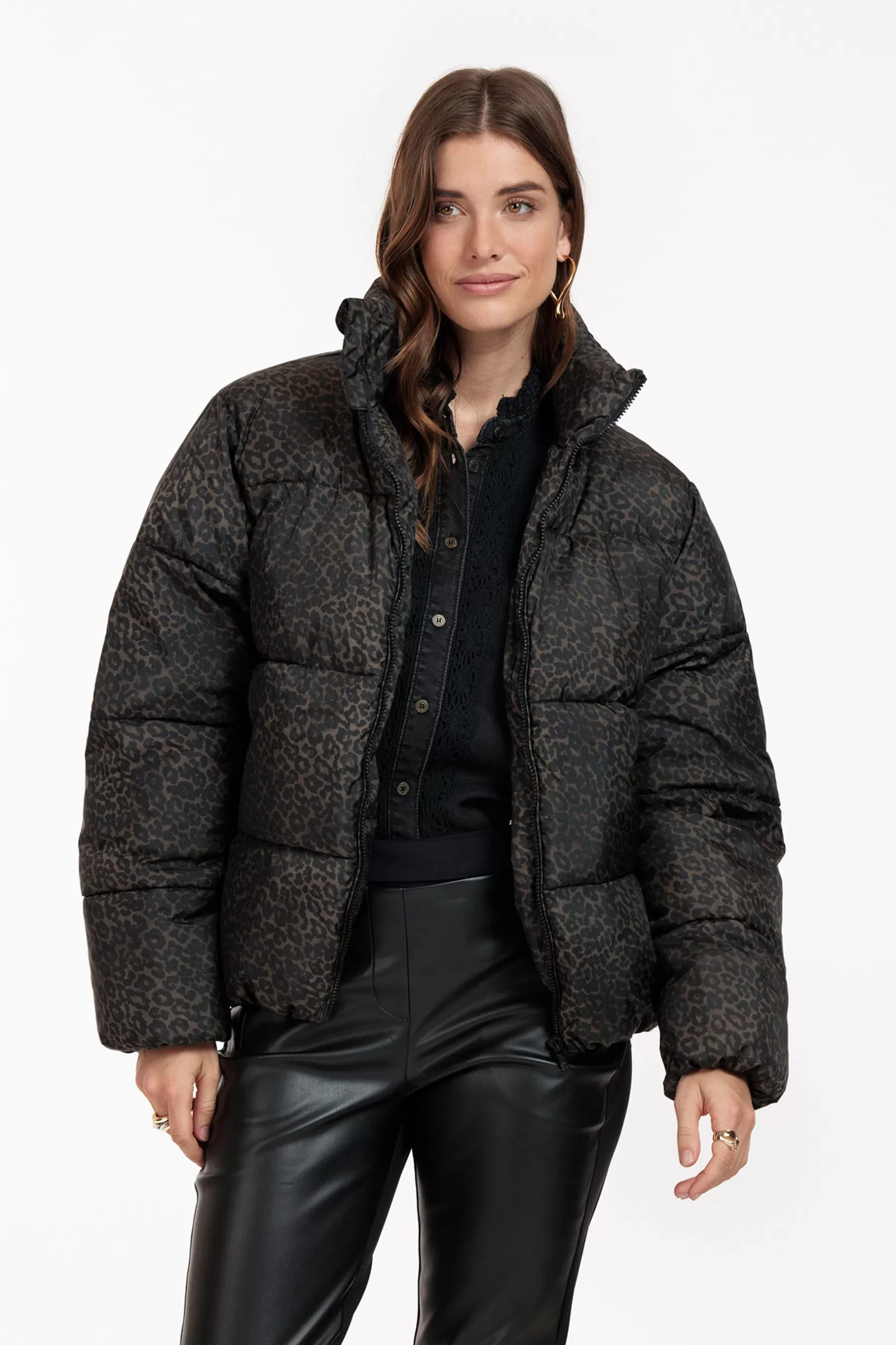 Studio Anneloes Blazers & Jasjes | Jassen<Tanner puffer leopard jacket - new army/black