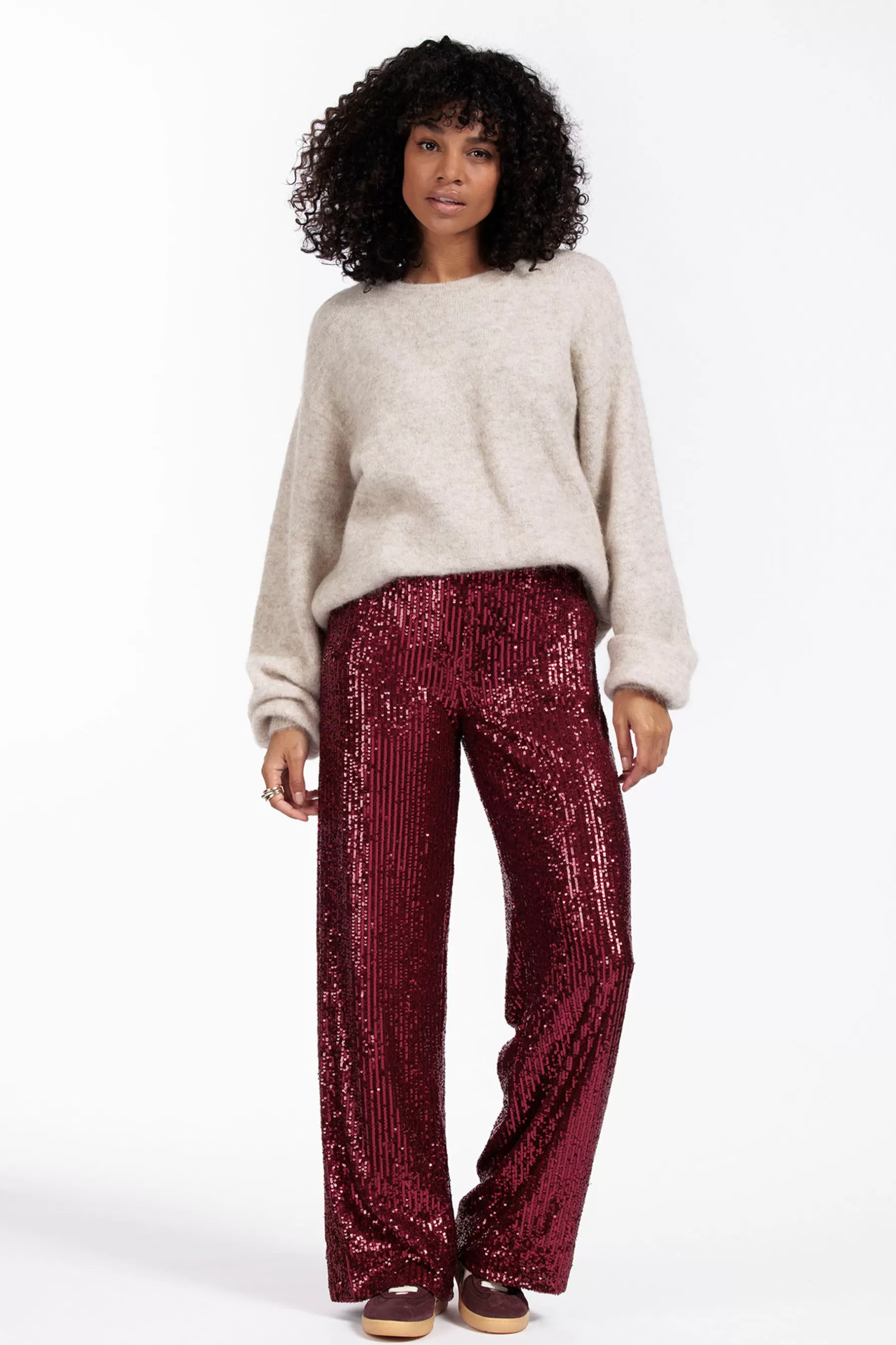 Studio Anneloes Broeken<Tracey sequins trousers - merlot