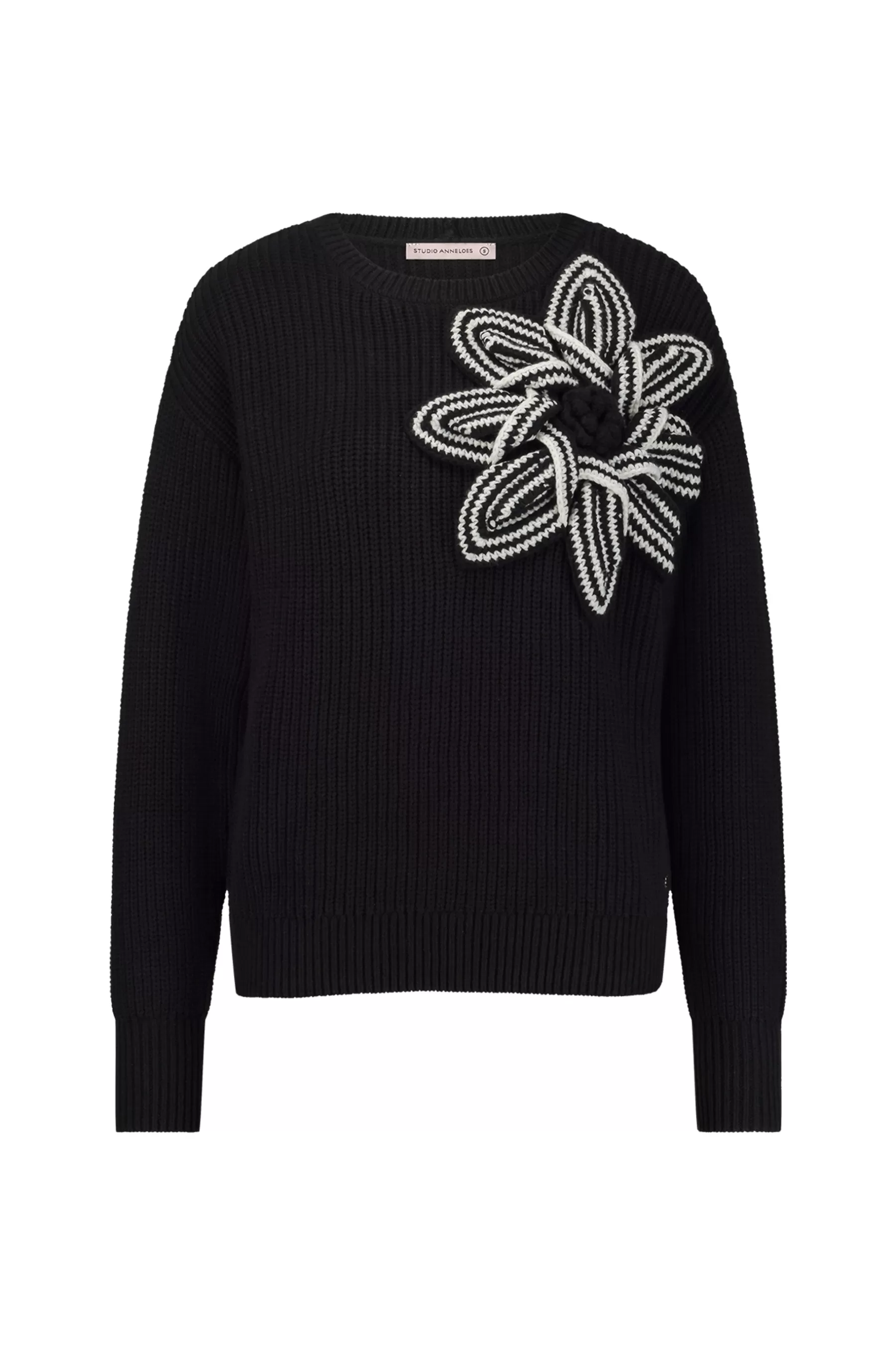 Studio Anneloes Truien & Vesten | Shirts & Tops<Valerie chunky flower pullover - black