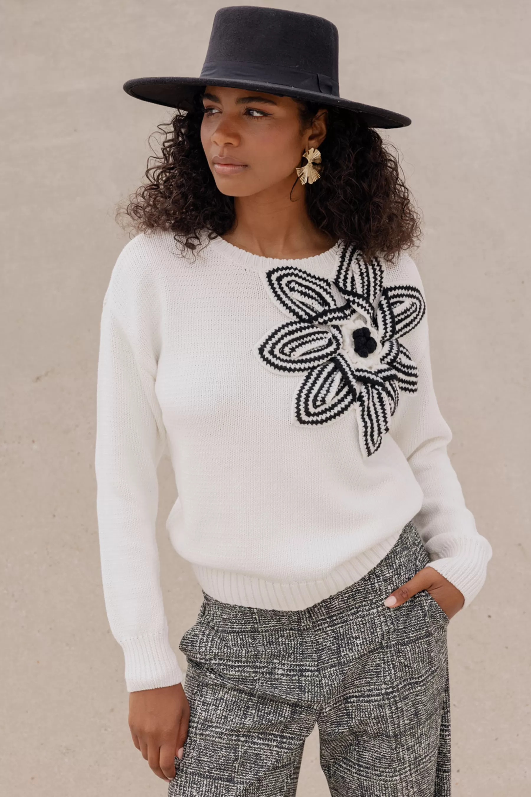 Studio Anneloes Truien & Vesten | Shirts & Tops<Valerie chunky flower pullover - off white